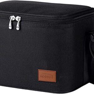 Aosbos Insulated Lunch Box for Men Women Leakproof Cooler Bag Reusable Lunch Tote Bag Adult Lunch Pail Thermal Lunch Boxes Bento Lunch Box Bag 7.5L Black