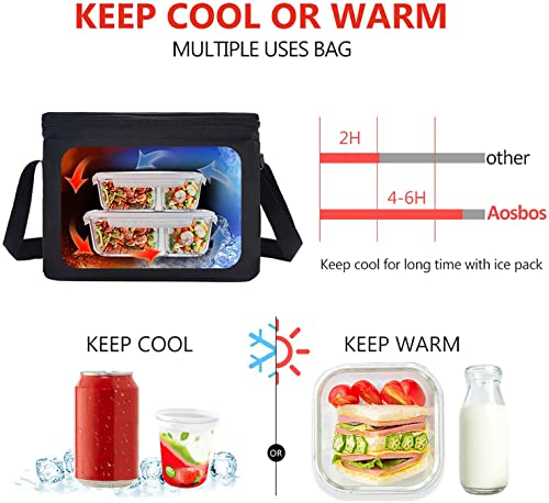 Aosbos Insulated Lunch Box for Men Women Leakproof Cooler Bag Reusable Lunch Tote Bag Adult Lunch Pail Thermal Lunch Boxes Bento Lunch Box Bag 7.5L Black