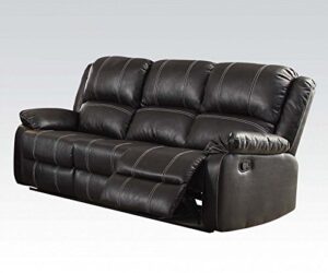 acme furniture zuriel black faux leather reclining sofa