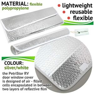 PetriStor 16 X 25 Sun Shield RV Reflective Door Window Cover Helps Protect Your RV from Harmful UV Rays and Regulates RV Temperature White