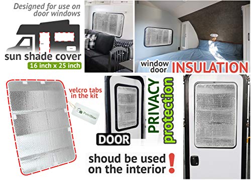 PetriStor 16 X 25 Sun Shield RV Reflective Door Window Cover Helps Protect Your RV from Harmful UV Rays and Regulates RV Temperature White