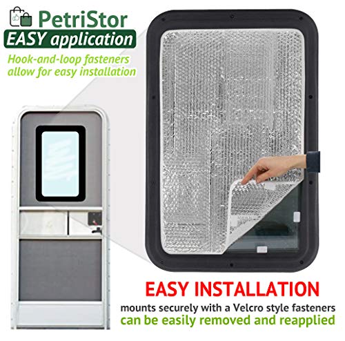 PetriStor 16 X 25 Sun Shield RV Reflective Door Window Cover Helps Protect Your RV from Harmful UV Rays and Regulates RV Temperature White