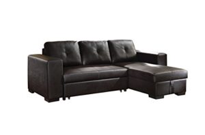 acme furniture lloyd black faux leather sectional sofa with sleeper