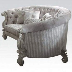 ACME Versailles Sofa w/5 Pillows - 52085 - Ivory Velvet & Bone White