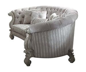 acme versailles sofa w/5 pillows - 52085 - ivory velvet & bone white