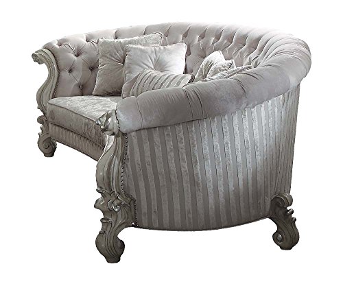 ACME Versailles Sofa w/5 Pillows - 52085 - Ivory Velvet & Bone White