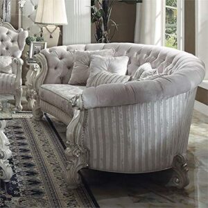 ACME Versailles Sofa w/5 Pillows - 52085 - Ivory Velvet & Bone White