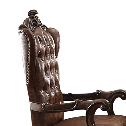 ACME Versailles Executive Chair w/Swivel & Lift - 92282 - 2-Tone Light Brown PU & Cherry Oak