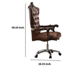 ACME Versailles Executive Chair w/Swivel & Lift - 92282 - 2-Tone Light Brown PU & Cherry Oak