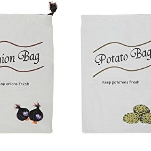 Set of 2 Vegetable Bags, Includes Potato Bag and Onion Bag - by Home-X