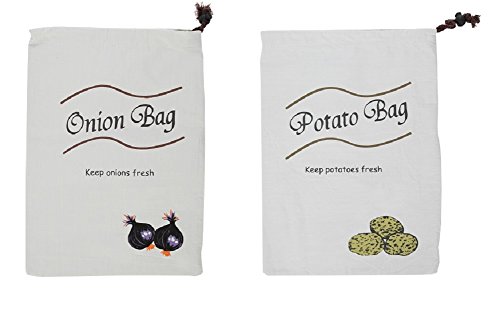 Set of 2 Vegetable Bags, Includes Potato Bag and Onion Bag - by Home-X