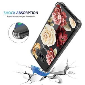 KIOMY Galaxy S8 Case, Crystal Clear Case with Design Rose Flowers Pattern Print Bumper Protective Shockproof Case for Samsung Galaxy S8 Flexible Soft Gel Silicone TPU Floral Cover for Girls Women
