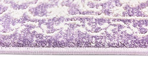 Unique Loom Traditional Classic Intricate Design Distressed Vintage Detail, Area Rug, 4 ft x 6 ft, Purple/Ivory