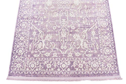 Unique Loom Traditional Classic Intricate Design Distressed Vintage Detail, Area Rug, 4 ft x 6 ft, Purple/Ivory