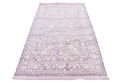 Unique Loom Traditional Classic Intricate Design Distressed Vintage Detail, Area Rug, 4 ft x 6 ft, Purple/Ivory