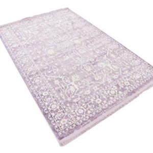 Unique Loom Traditional Classic Intricate Design Distressed Vintage Detail, Area Rug, 4 ft x 6 ft, Purple/Ivory