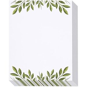 stationery paper - 96 pack leaf themed printer friendly letter size sheets - 8.5 x 11 inches
