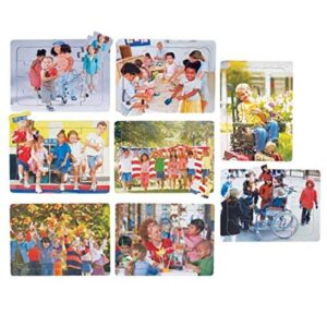 constructive playthings plp-7 celebrating children puzzles set of eight 16 pc. puzzles