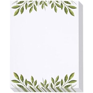 48 pack leaf themed stationery writing paper set, letter size (8.5 x 11 in)
