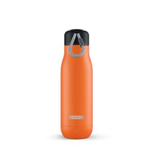 zoku stainless steel water bottle, 18-fluid ounces, orange