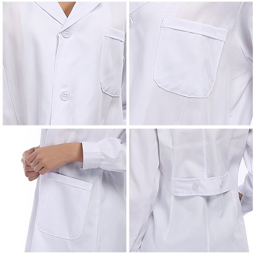 Taylor Eddie Women's White Full Length Lab Coat with Three Pockets