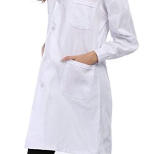 Taylor Eddie Women's White Full Length Lab Coat with Three Pockets