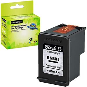 greencycle remanufactured ink cartridge 65, replacement for hp 65xl 65 xl n9k04an, compatible with envy 5055 5052 5058 deskjet 2655 2652 2622 3720 3730 3752 3758 all-in-one printer (black, 1 pack)