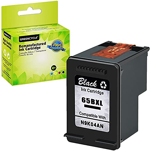 greencycle Remanufactured Ink Cartridge 65, Replacement for HP 65XL 65 XL N9K04AN, Compatible with Envy 5055 5052 5058 Deskjet 2655 2652 2622 3720 3730 3752 3758 All-in-One Printer (Black, 1 Pack)