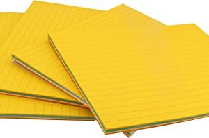 4A Super Sticky,6 x 8 Inches,Extra Bright Color Assorted,Lined,Self-Stick Notes,50 Sheets/Pad,4 Pads/Pack,200 Sheets/Pack,4A 608S-Lx4