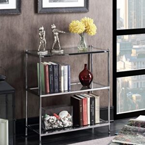 Convenience Concepts Royal Crest 3 Tier Bookcase, Chrome / Glass