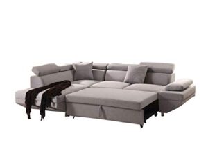 acme furniture jemima sectional sofa w/sleeper - - gray fabric