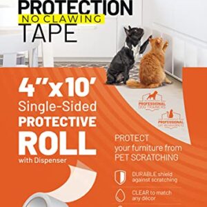 CLAWGUARD Protection Tape - Durable Single-Sided Shield Protection Barrier Against Cat, Dog, Bird, Rabbit Scratching and Clawing Furniture, Couch, Window Sill, Car Door, Glass and More! 4in x 10'