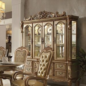 ACME Dresden Hutch & Buffet - - Gold Patina & Bone