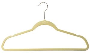 closet complete 71634 supreme quality, heavyweight, 85-gram, virtually-unbreakable velvet, ultra-thin, space saving, no-slip suit hangers, 360° spinning rose gold hooks, 50, ivory, 50 count