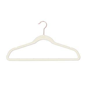 Closet Complete 71634 Supreme Quality, Heavyweight, 85-Gram, Virtually-Unbreakable Velvet, Ultra-Thin, Space Saving, No-Slip Suit Hangers, 360° Spinning Rose Gold Hooks, 50, Ivory, 50 Count