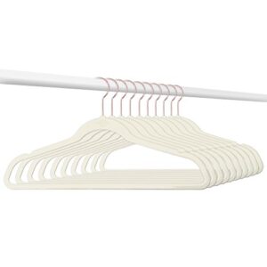 Closet Complete 71634 Supreme Quality, Heavyweight, 85-Gram, Virtually-Unbreakable Velvet, Ultra-Thin, Space Saving, No-Slip Suit Hangers, 360° Spinning Rose Gold Hooks, 50, Ivory, 50 Count