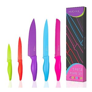 nuovva kitchen knife set with colour coding 5 piece coloured knives set stainless steel