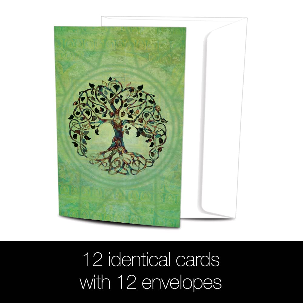 Tree-Free Greetings 12 Pack All Occasion Notecards,Eco Friendly,Made in USA,100% Recycled Paper, 4"x6", Tree of Life (FS56951)