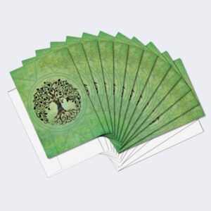 Tree-Free Greetings 12 Pack All Occasion Notecards,Eco Friendly,Made in USA,100% Recycled Paper, 4"x6", Tree of Life (FS56951)