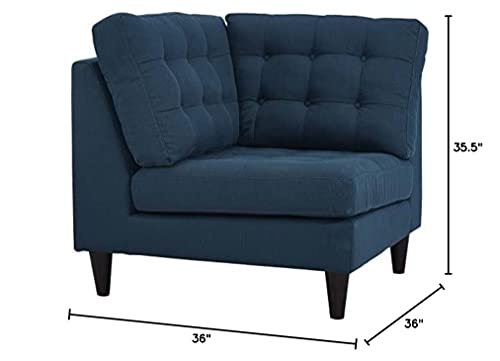 Modway Empress Mid-Century Modern Upholstered Fabric Corner Sofa In Azure