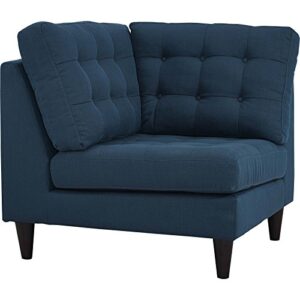 modway empress mid-century modern upholstered fabric corner sofa in azure