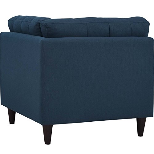 Modway Empress Mid-Century Modern Upholstered Fabric Corner Sofa In Azure