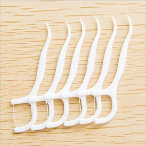 VNDEFUL 100Pcs(5 Packets ) White Dental Floss Picks Toothpicks Stick Oral Care