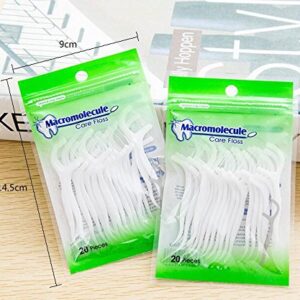 VNDEFUL 100Pcs(5 Packets ) White Dental Floss Picks Toothpicks Stick Oral Care