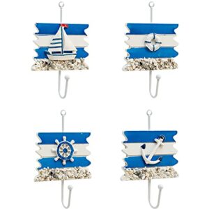 zz lighting creative clothes hook towel hat coat hangers for cloakroom/clothing shop/porch beach themed wall hooks rustic wall decorations decorative hanging hook for children's room (4 hooks)