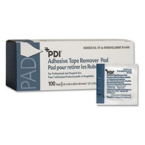 pdi healthcare b16400 adhesive tape remover pad, 1.2" width, 2.6" length (pack of 100)