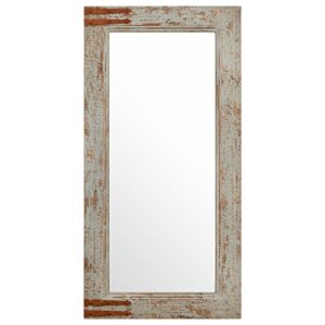 amazon brand – stone & beam vintage-look rectangular hanging wall frame mirror decor, 36.25 inch height, gray