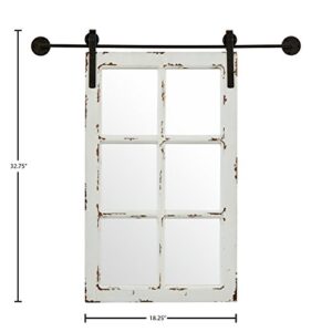 Amazon Brand – Stone & Beam Vintage-Look Rectangular Barn Farmhouse Frame White Window Wood Mirror, 32.75 Inch Height, White