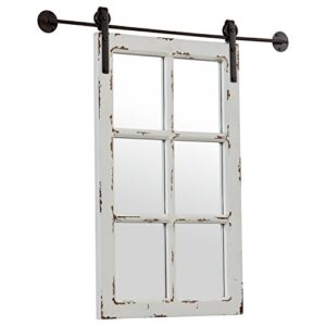 Amazon Brand – Stone & Beam Vintage-Look Rectangular Barn Farmhouse Frame White Window Wood Mirror, 32.75 Inch Height, White