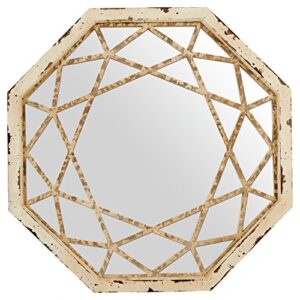 amazon brand – stone & beam vintage-look octagonal hanging wall mirror decor, 25.5 inch height, antique white